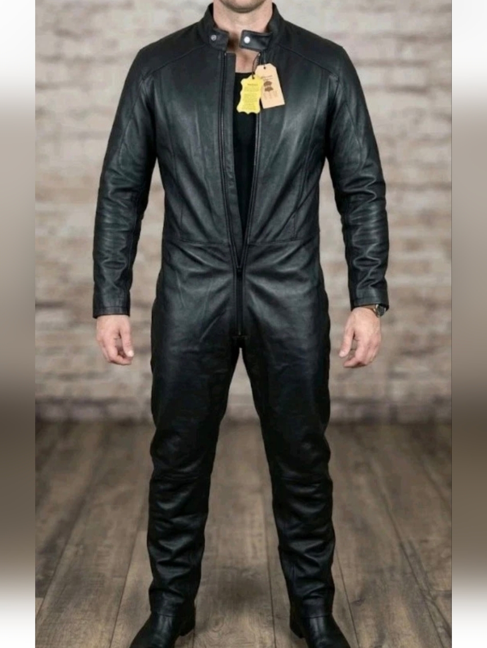 Siano International Genuine Sheepskin Leather Jumpsuit / Catsuit Size L.